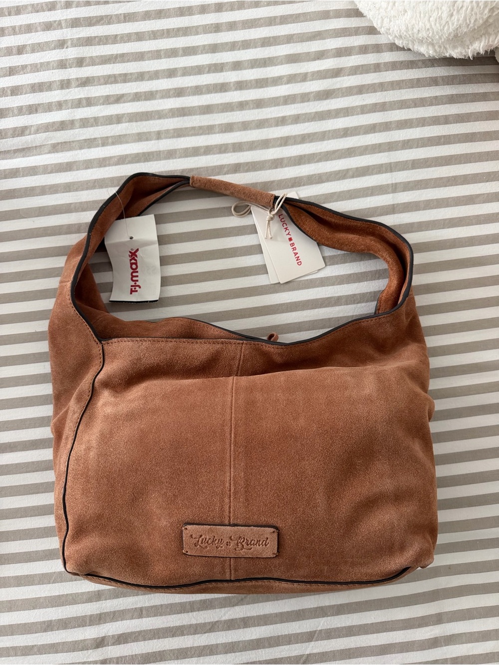 Lucky Brand Suede Shoulder Bag - Cognac Brown
